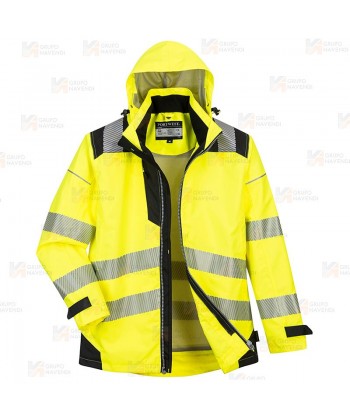 Parka de alta visibilidad, impermeable desmontable y transpirable