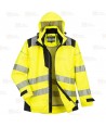 Parka de alta visibilidad, impermeable desmontable y transpirable