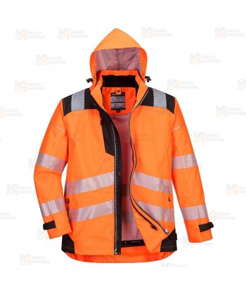 Parka de alta visibilidad, impermeable desmontable y transpirable