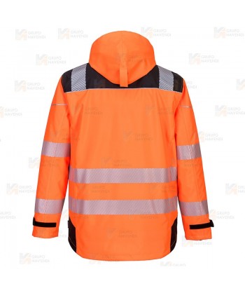Parka de alta visibilidad, impermeable desmontable y transpirable