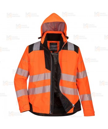 Parka de alta visibilidad impermeable para mujer con cintas segmentadas