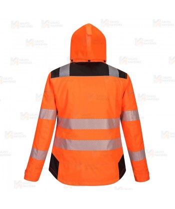 Parka de alta visibilidad impermeable para mujer con cintas segmentadas