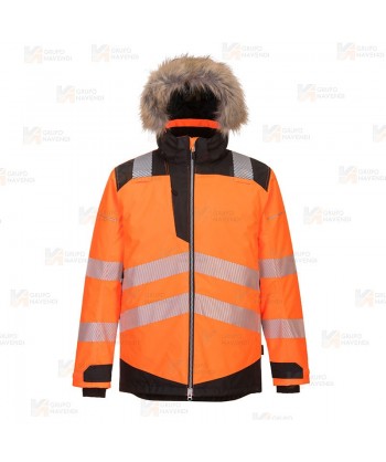Parka de alta visibilidad impermeable para frío intenso con cintas segmentadas