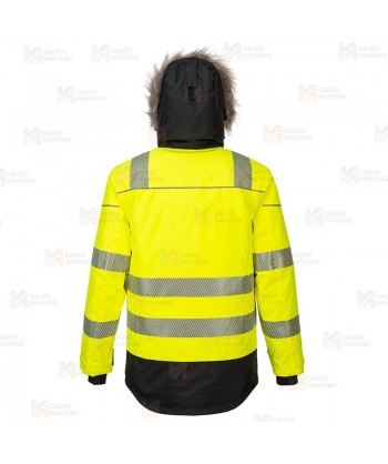 Parka de alta visibilidad impermeable para frío intenso con cintas segmentadas