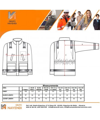 Parka acolchada, ignífuga, antiestática 670 gr.