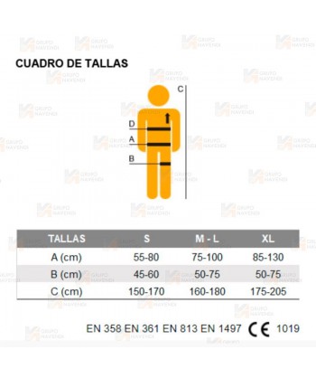 Arnés modular con cinturón de posicionamiento y hebillas automáticas