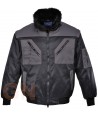Cazadora bicolor con mangas desmontables negra gris