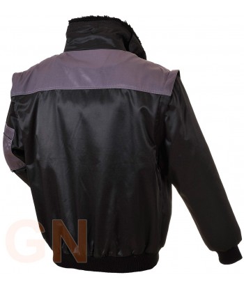 Cazadora bicolor con mangas desmontables negra gris