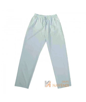 Pantalón de cocina blanco liso con bolsillos y cordón