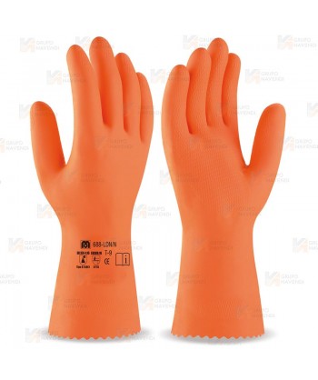 Guantes largos de látex naranja para productos químicos