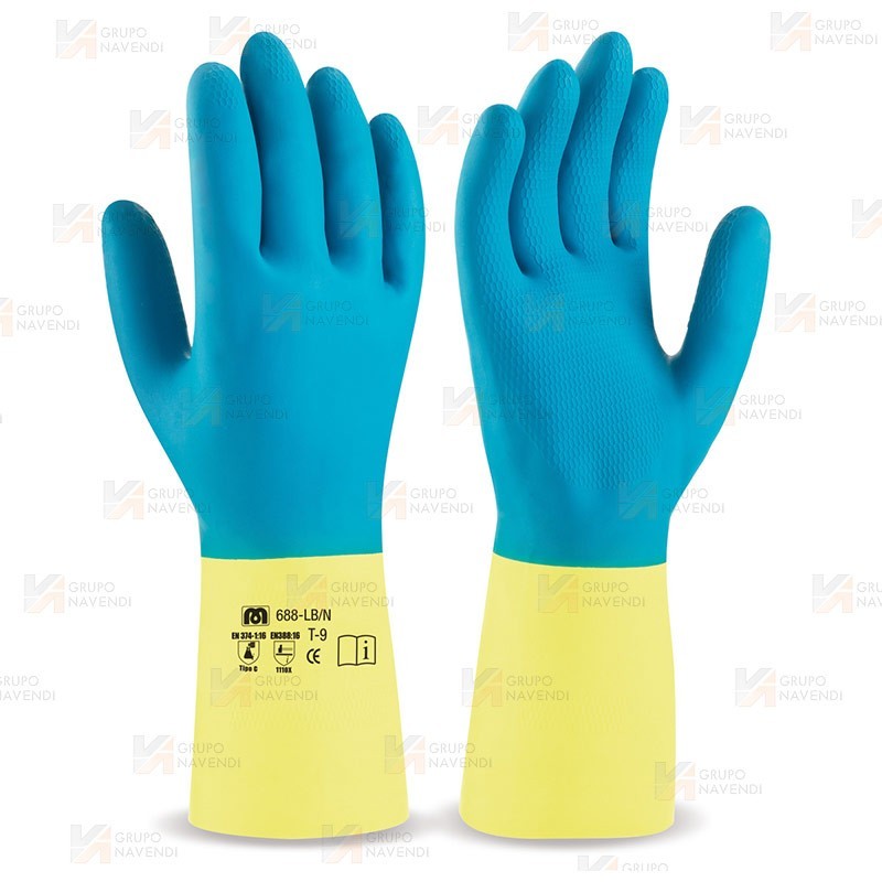 Guantes de látex y neopreno para productos químicos