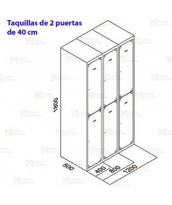 Taquilla metálica de dos puertas (Dos módulos)