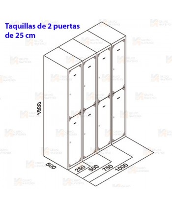 Taquilla metálica de dos puertas (Cuatro módulos)