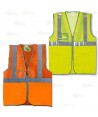 Chaleco de alta visibilidad con rejilla en su parte superior color naranja y amarillo flúor