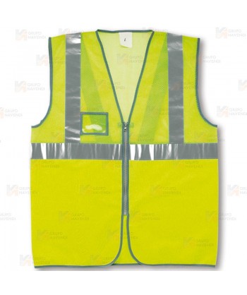Chaleco de alta visibilidad con rejilla en su parte superior color amarillo