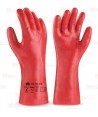 Guante de PVC rojo todo cubierto con manguito  (27 cm)