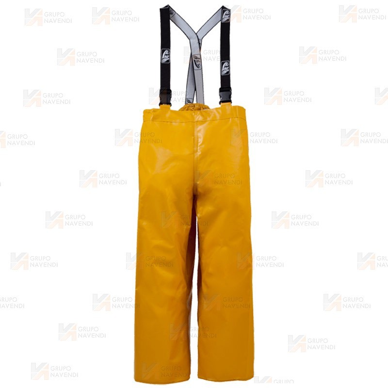 Pantalón con tirantes para náutica y pesca industrial color mostaza