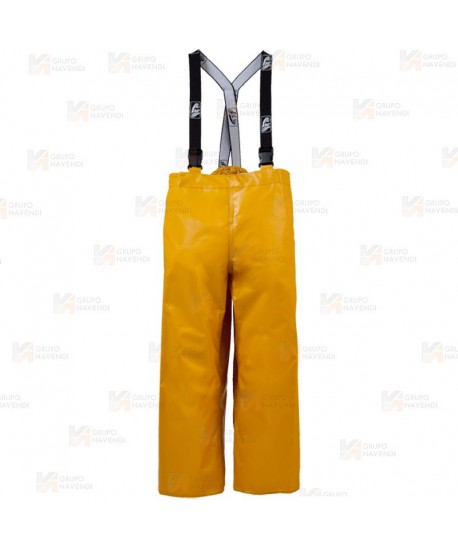 Pantalón con tirantes para náutica y pesca industrial color mostaza