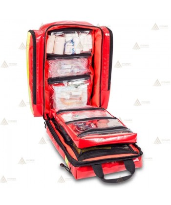 Mochila de media capacidad de Soporte Vital Básico de Tarpaulin color rojo
