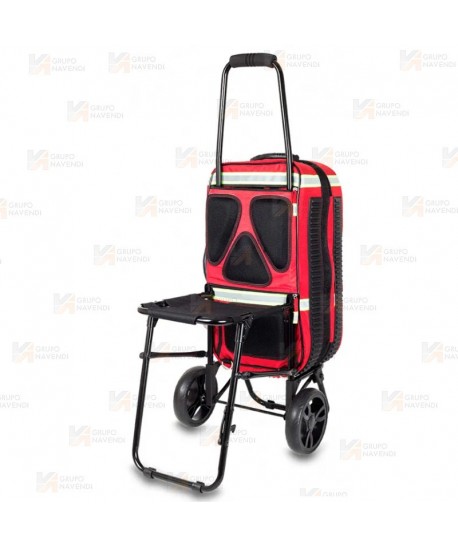 Porta mochilas plegable con asiento
