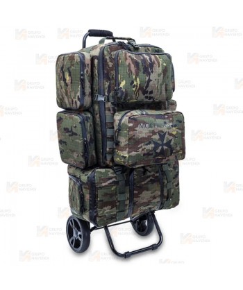 Porta mochilas plegable con asiento