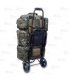 Porta mochilas plegable con asiento
