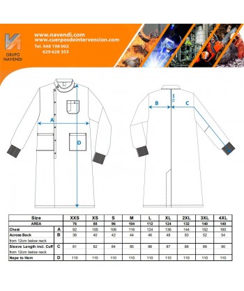 Bata de laboratorio con cuello mao y tejido antimanchas con tallas XXS a 4XL