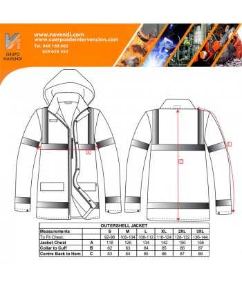 Parka impermeable con cintas reflectantes y forro desmontable