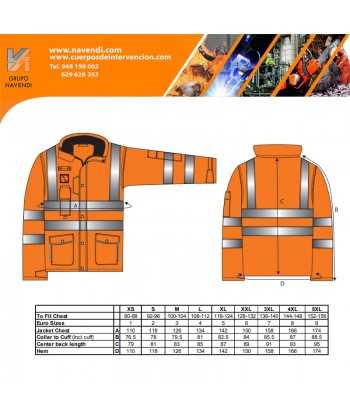 Parka de alta visibilidad desmontable 7 en 1 color naranja flúor. Portwest RT27