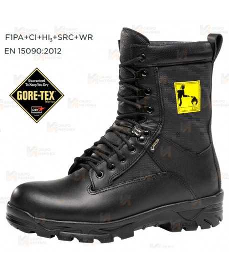 Bota para bomberos de Goretex con plantilla y puntera de seguridad F1PA+CI+HI3+SRC+WR