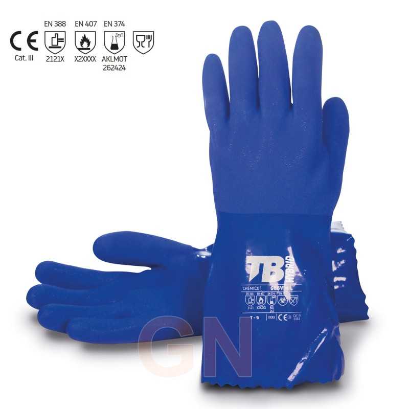 Guante azul de doble capa de PVC azul  (30 cm)