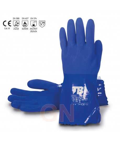 Guante azul de doble capa de PVC azul  (30 cm)
