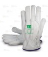 Guante de piel flor vacuno gris tipo conductor con forro