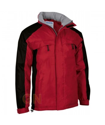 Parka económica bicolor con tejido antidesgarros Ripstop color rojo/negro