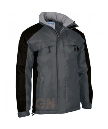 Parka económica bicolor con tejido antidesgarros Ripstop color gris/negro