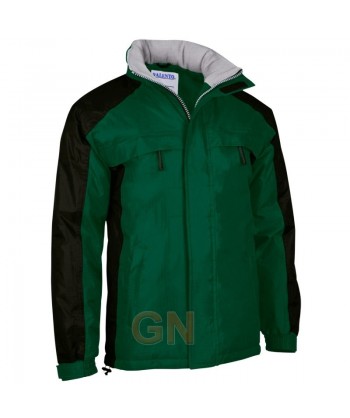 Parka económica bicolor con tejido antidesgarros Ripstop color verde botella/negro