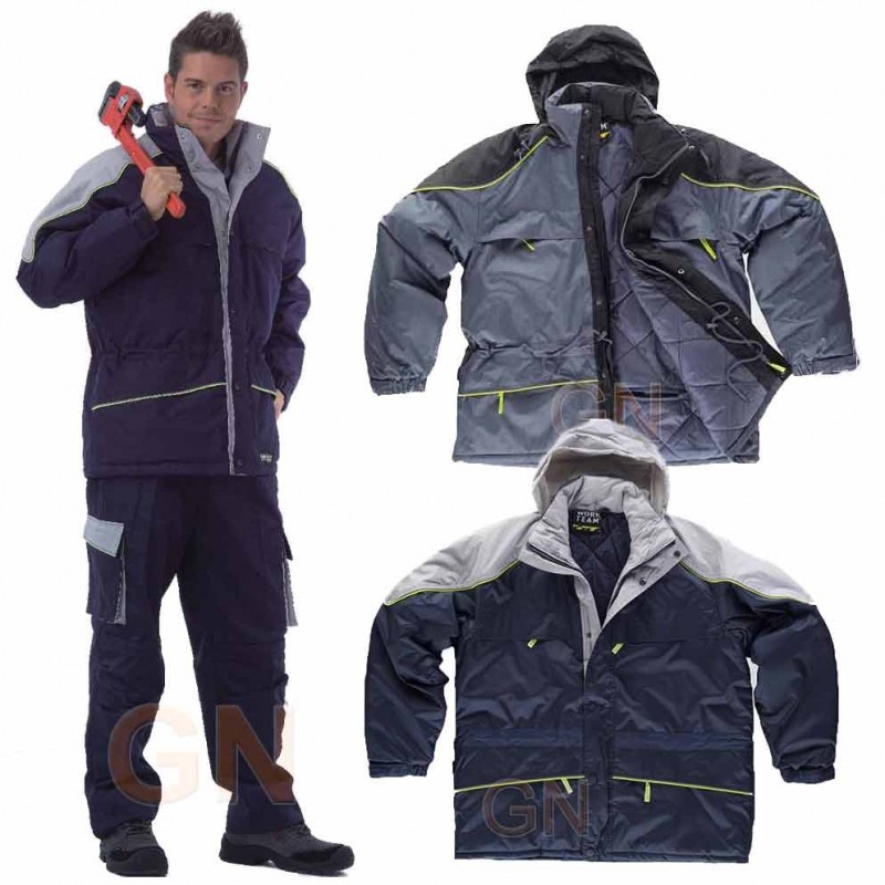 Parka acolchada, combinada con vivos de alta visibilidad