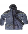 Parka acolchada, combinada con vivos de alta visibilidad gris oscuro/negro
