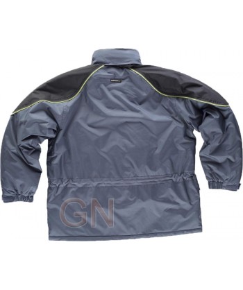 Parka acolchada, combinada con vivos de alta visibilidad gris oscuro/negro