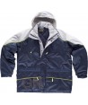 Parka acolchada, combinada con vivos de alta visibilidad marino/ gris