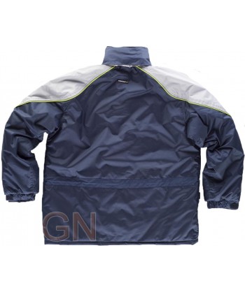 Parka acolchada, combinada con vivos de alta visibilidad marino/ gris