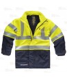 Parka ignífuga multinorma de fibra modacrílica amarillo flúor y marino