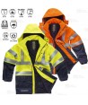 Parka ignífuga multinorma de fibra modacrílica amarillo flúor y marino