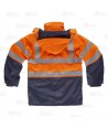 Parka ignífuga multinorma de fibra modacrílica naranja flúor y marino