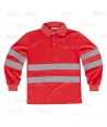 Polo Alta visibilidad color rojo flúor clase 2 de manga larga