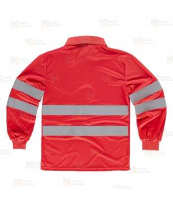 Polo Alta visibilidad color rojo flúor clase 2 de manga larga
