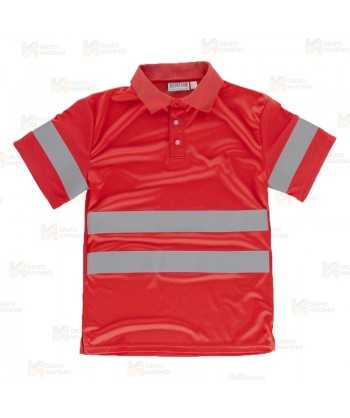 Polo Alta visibilidad color rojo flúor clase 2 de manga corta