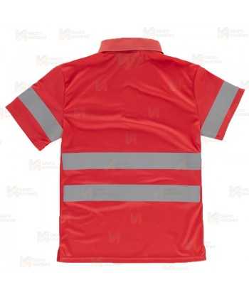 Polo Alta visibilidad color rojo flúor clase 2 de manga corta