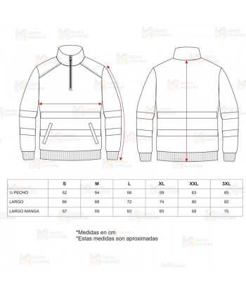 Sudadera con media cremallera de alta visibilidad bicolor rojo flúor y marino
