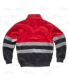 Sudadera con media cremallera de alta visibilidad bicolor rojo flúor y marino